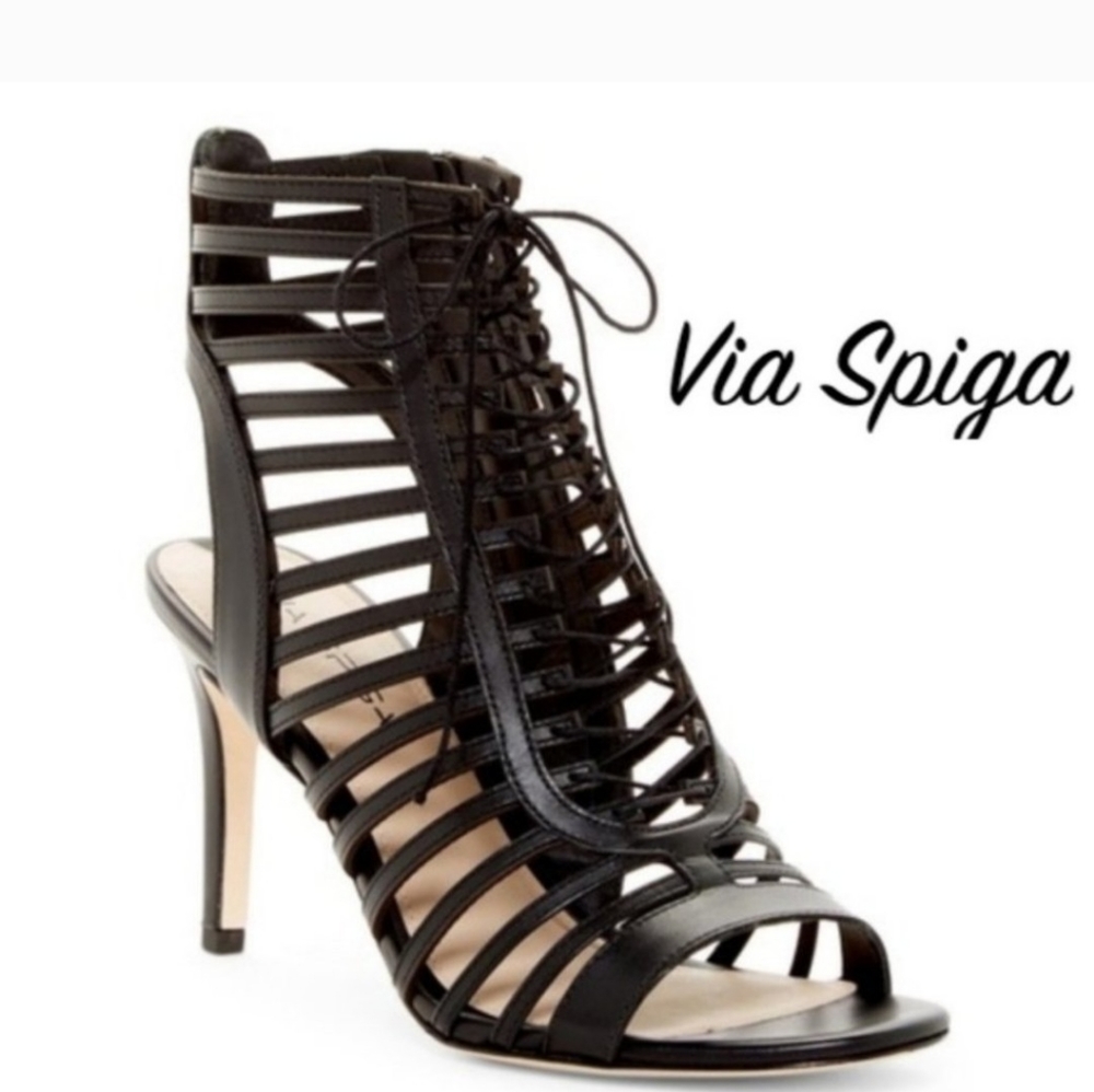 Via Spiga Black Strappy Sandals